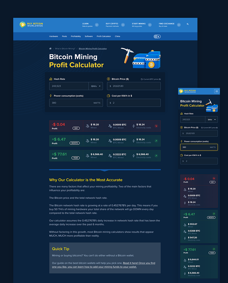 Mining Profit Calculator - PoolBay