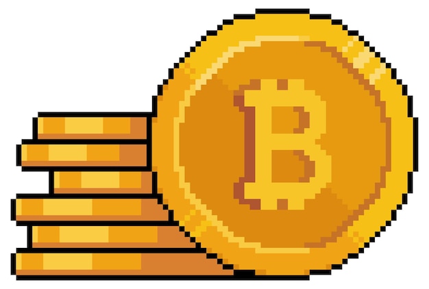 Bitcoin. Pixel art line icon vector illustration Illustration #