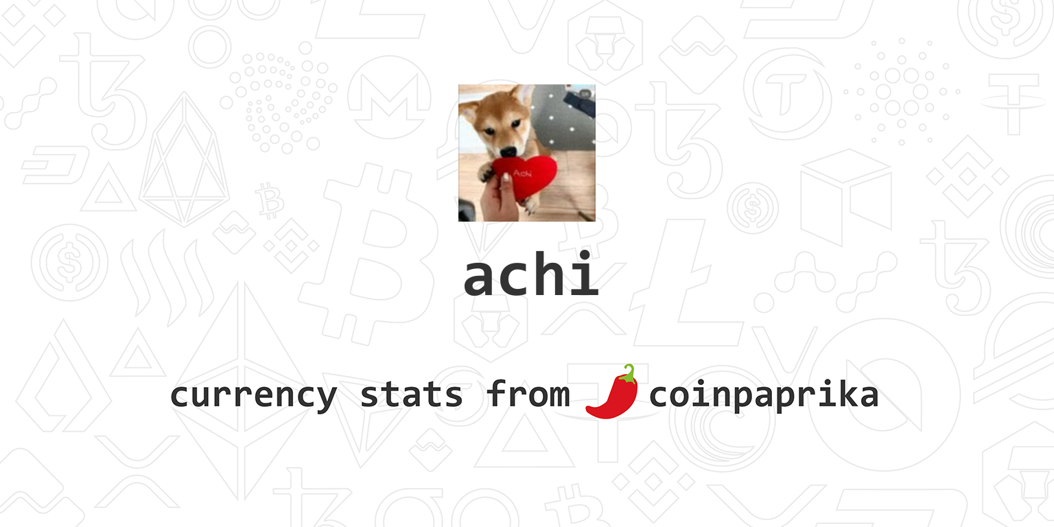 achi (ACHI) live coin price, charts, markets & liquidity