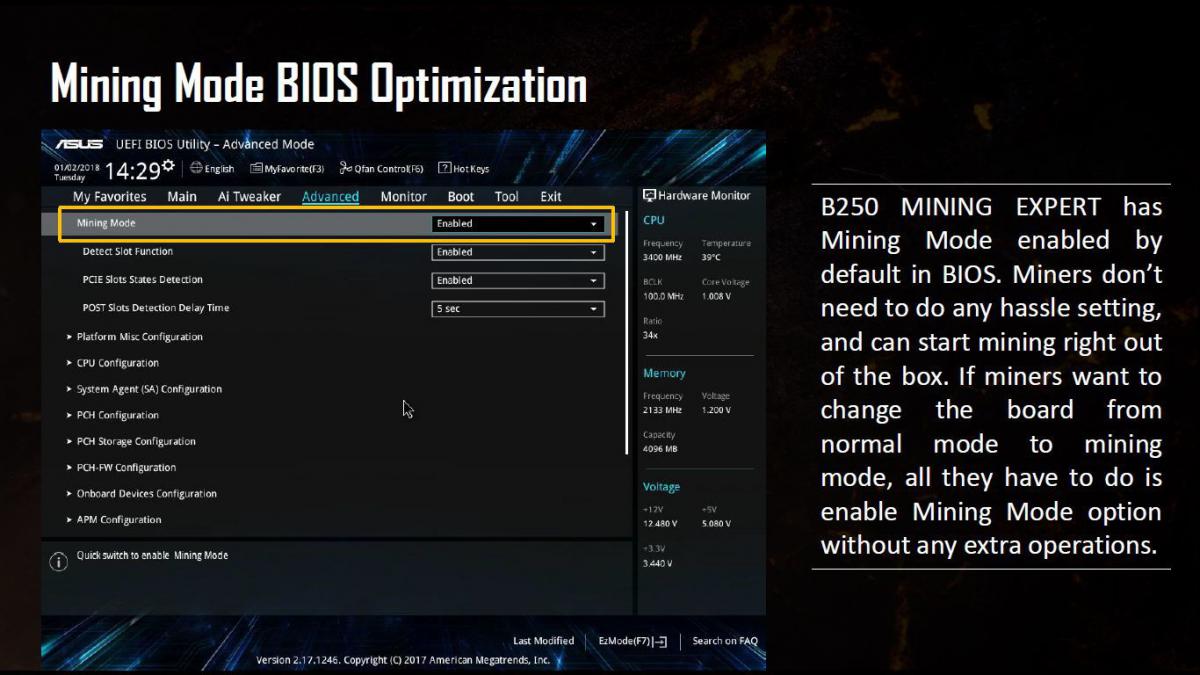 Motherboard specification ASUS B MINING EXPERT