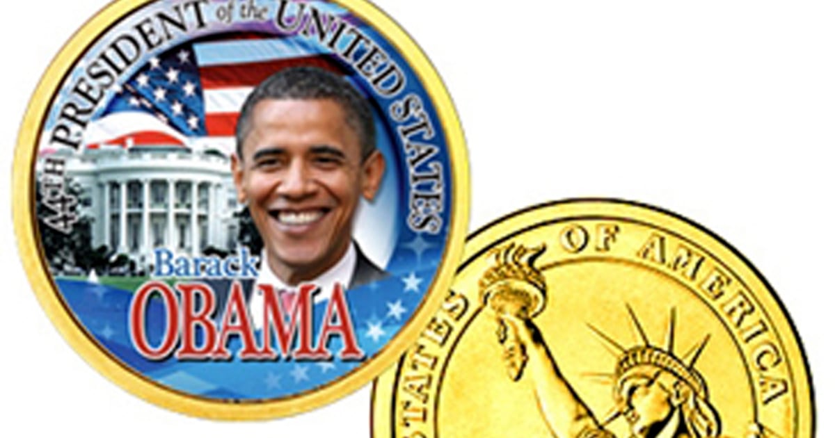 BARACK OBAMA - 44th President - Presidential $1 Dollar U.S. Coin 24K Gold Plated