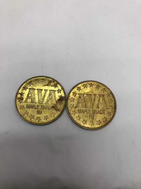 AVA MAPLE SHADE New Jersey American Vending Amusements Gold Token Coin Lot of 2 £ - PicClick UK