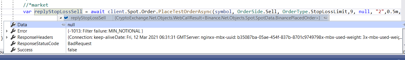 Binance Api code msg:Filter failure: MIN_NOTIONAL ~ learntocode