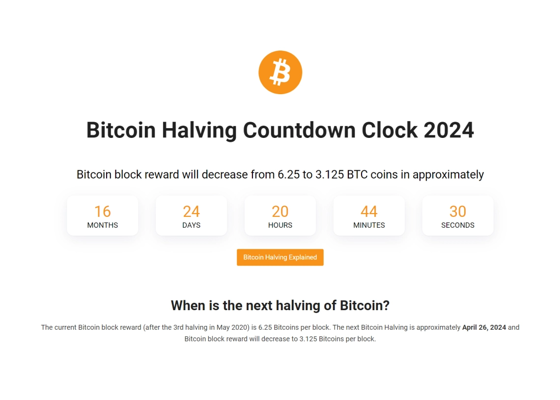 Countdown to Bitcoin halving - Countdown Timer