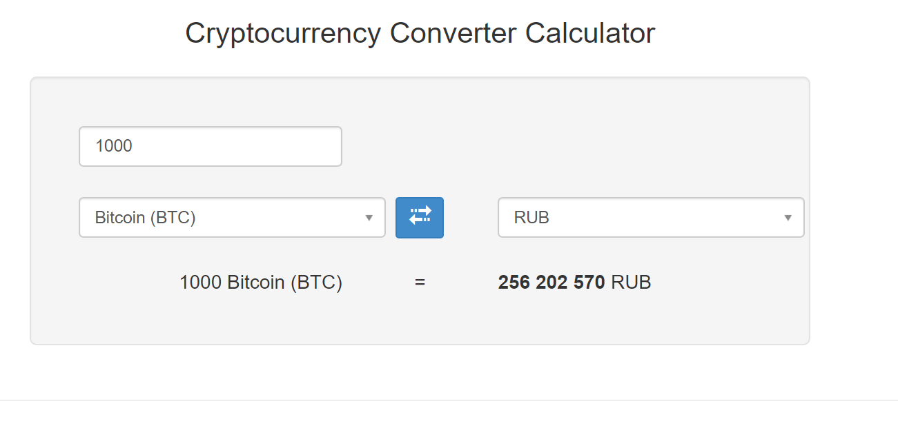 BTC to RUB converter - Bitcoin to Russian Ruble calculator