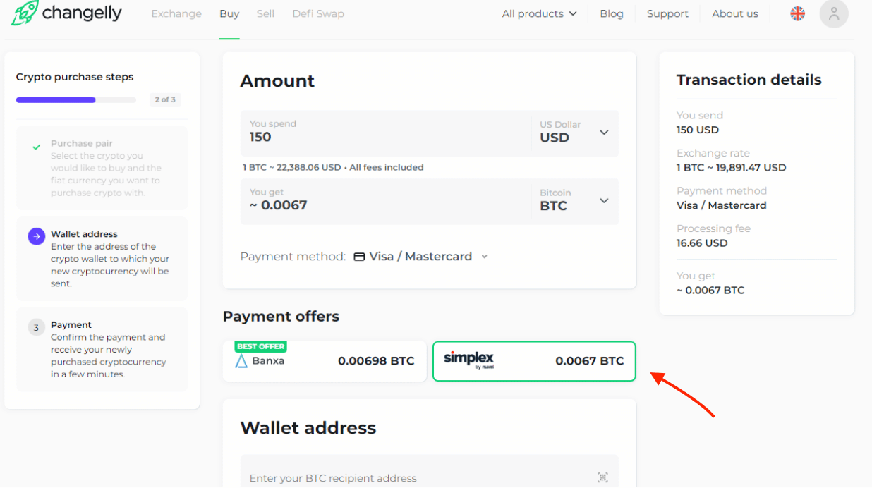 How to Buy Crypto on Changelly with Simplex
