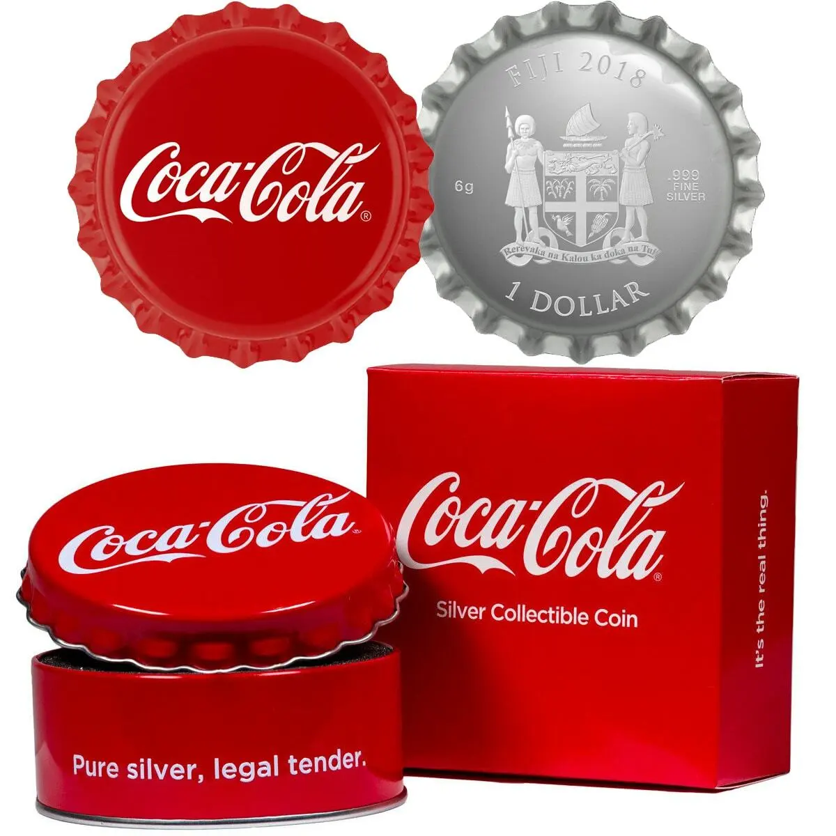 Fiji - 1$ Coca-Cola Bottle Cap - Silver Proof Coin - Coins From World: Sklep numizmatyczny