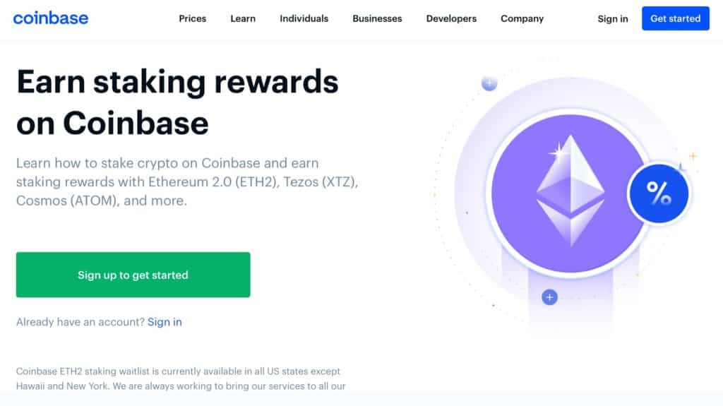 Earn 5% by effortlessly staking Tezos through Coinbase