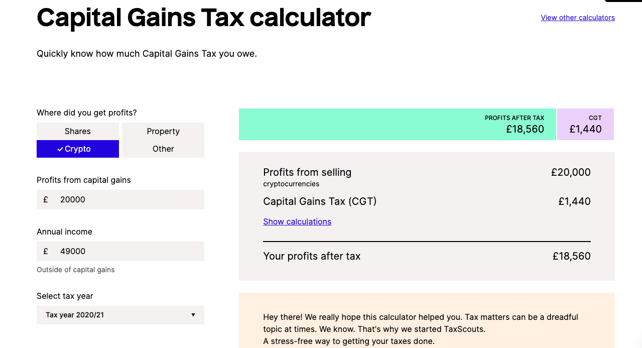 Free Crypto Tax Calculator UK for Capital Gains
