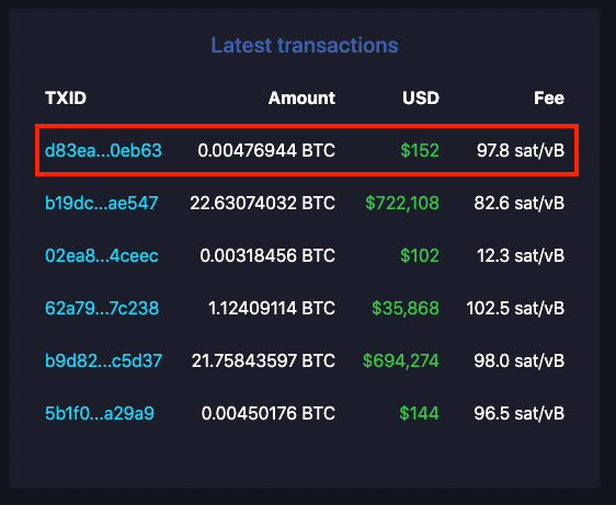 REST API - mempool - Bitcoin Explorer