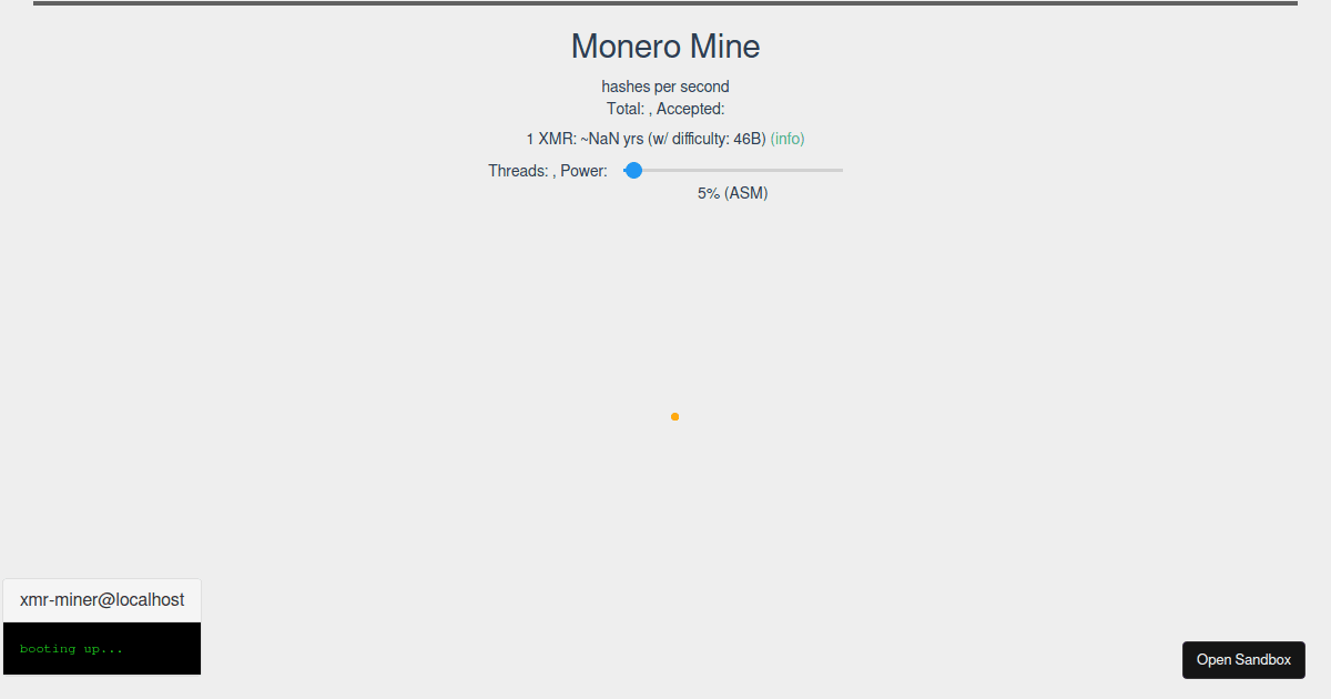 Browser Based Web Mining - Monero Miner