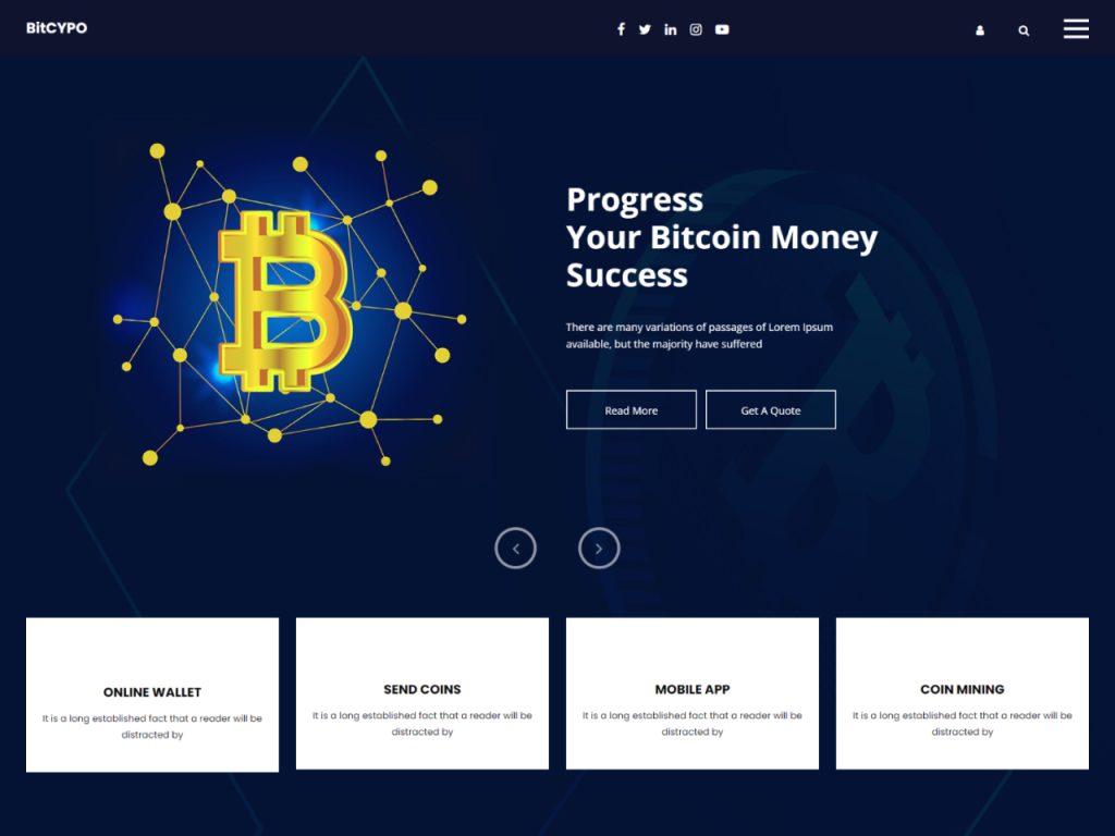 Finexo - Free Crypto Currency Website Template