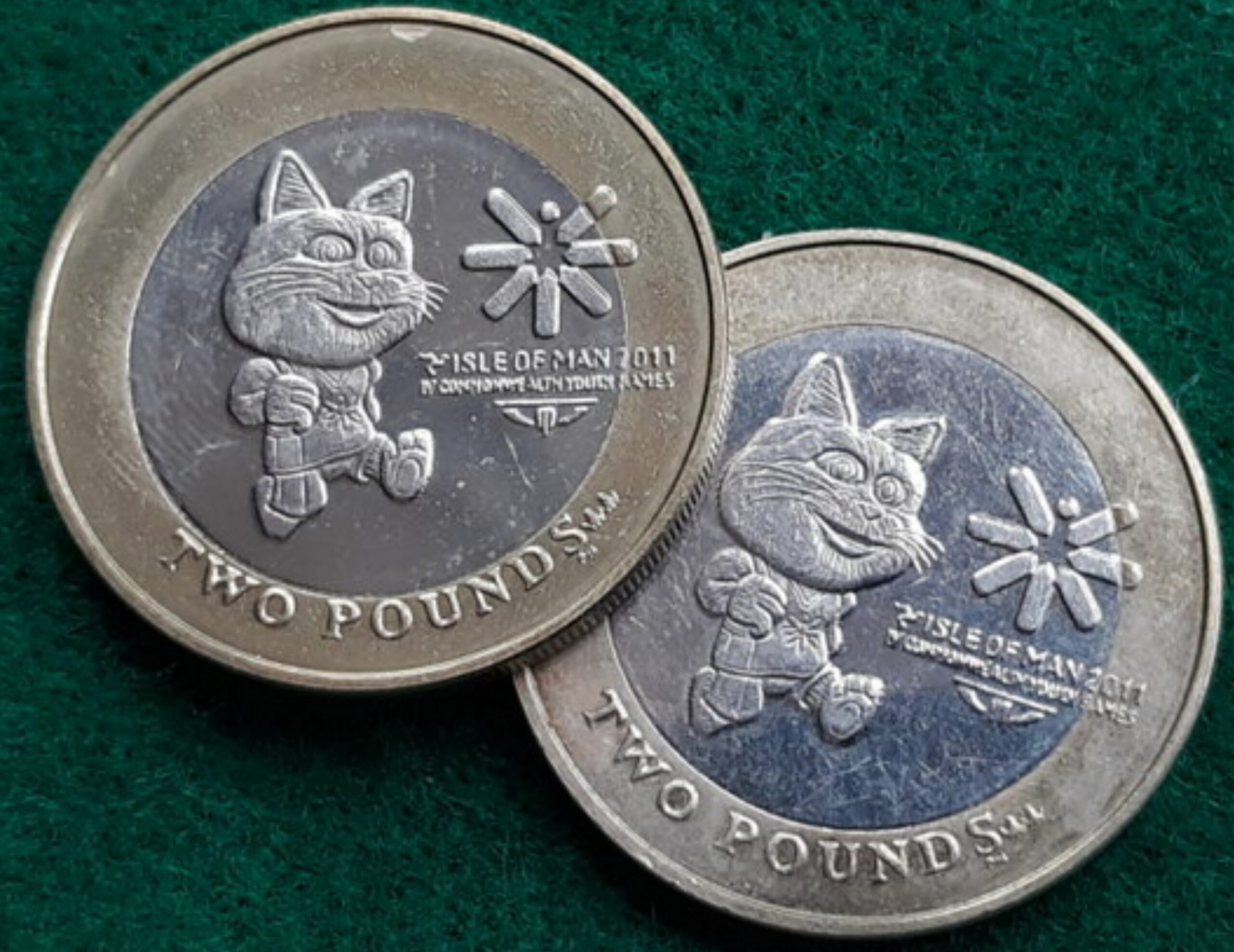 Isle of Man 2 pounds IV Commonwealth Youth Games coin Tosha cat | Coinsberg