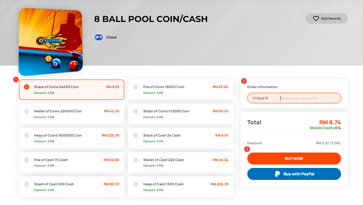 Buy Coins - 8 Ball Pool | BlackBird Store