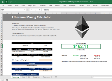 Ethereum (ETH) mining profitability calculator