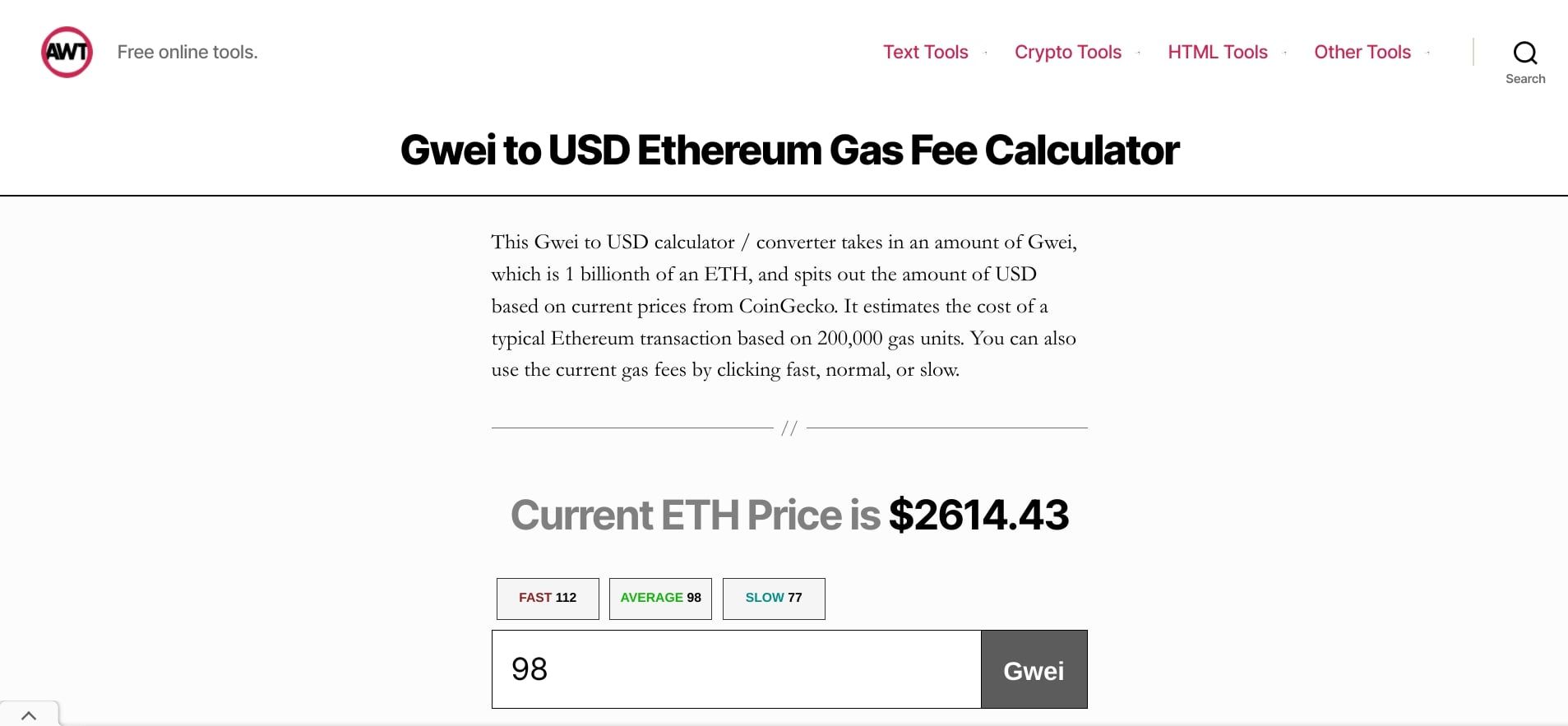 Ethereum (ETH) Gas Price Unit Conversion Calculator | Cryptosheets Help Center