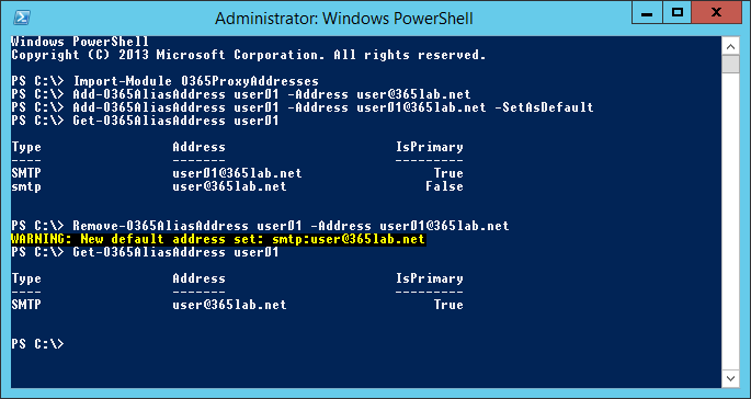 Set Primary Email Address for Office Users using Powershell