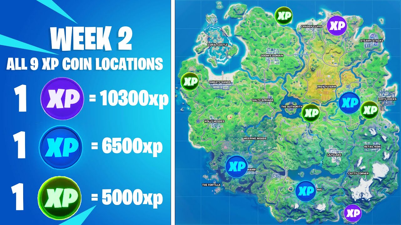 Fortnite Chapter 2 Season 4 Week 2 XP Coins Locations Guide - Video Games Blogger