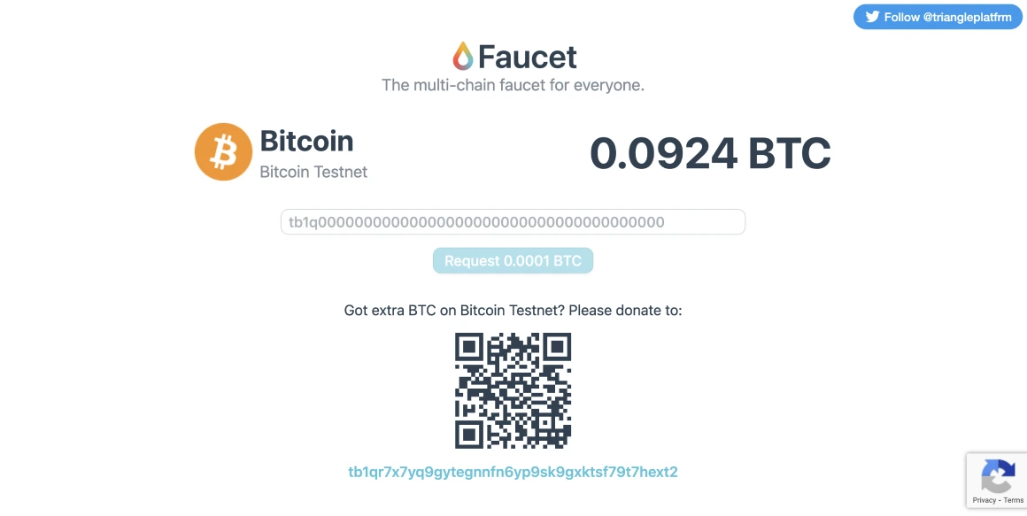 Bitcoin Testnet | Faucet by Triangle
