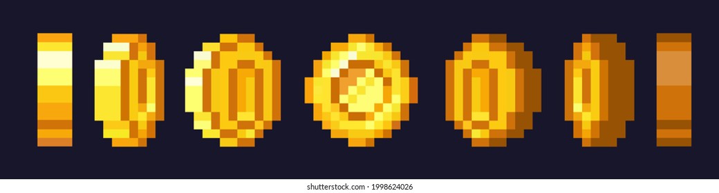 Pixel gold coin animation. ~ Clip Art ~ Download #