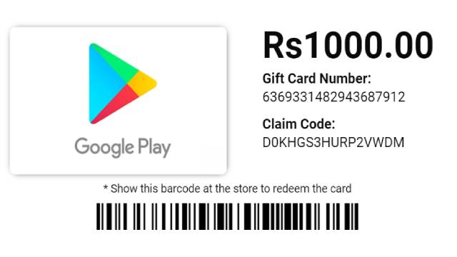 Google Play Redeem Code for Free Rs 10, 30, 50, 80, , 