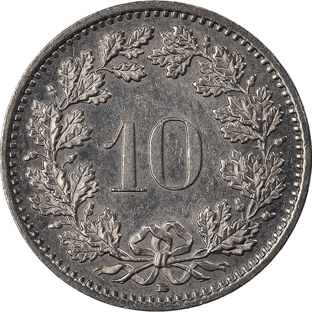 10 Rappen (Libertas; nickel) - Switzerland (date) – Numista