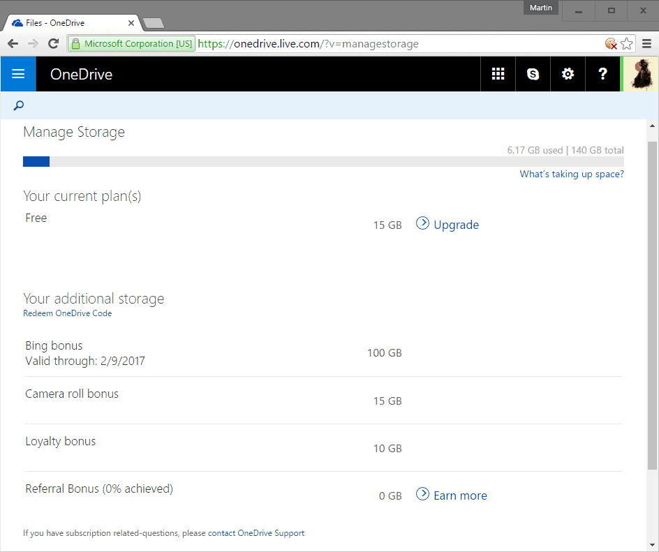 OneDrive referral link not giving extra storage?