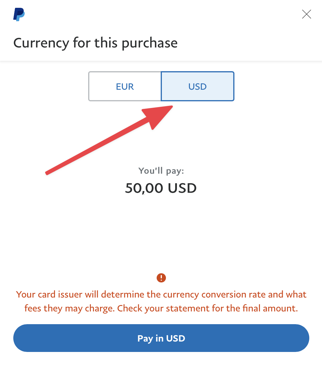 Avoid PayPal money transfer currency conversion fees