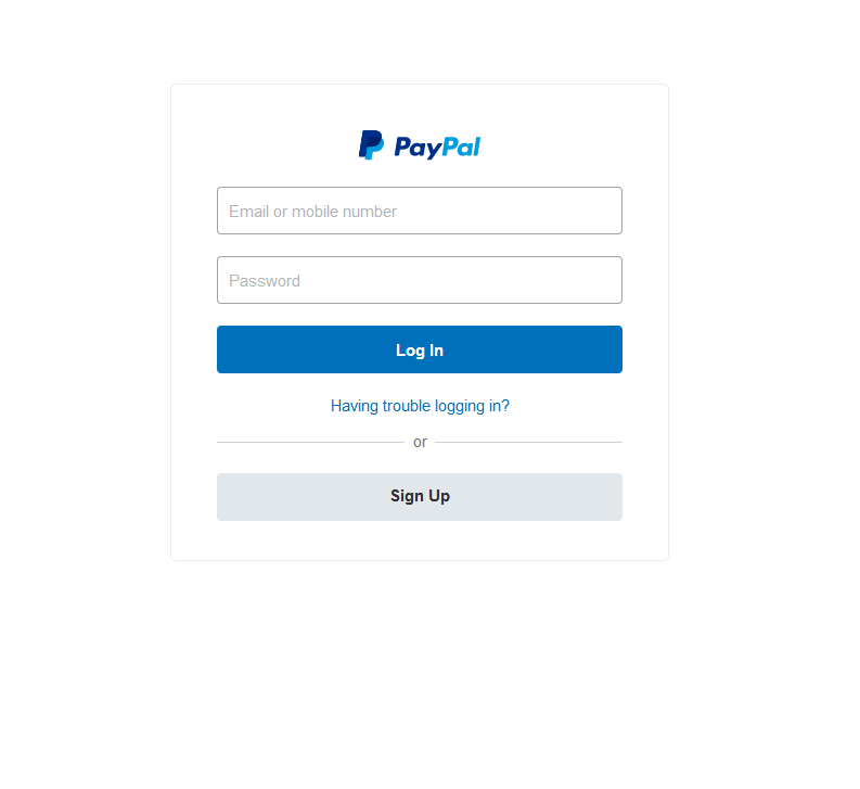 Log in to your PayPal account