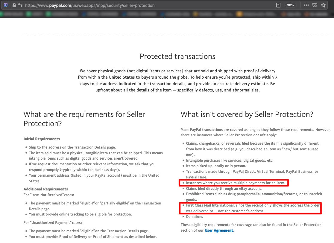 PayPal’s Seller Protection Program