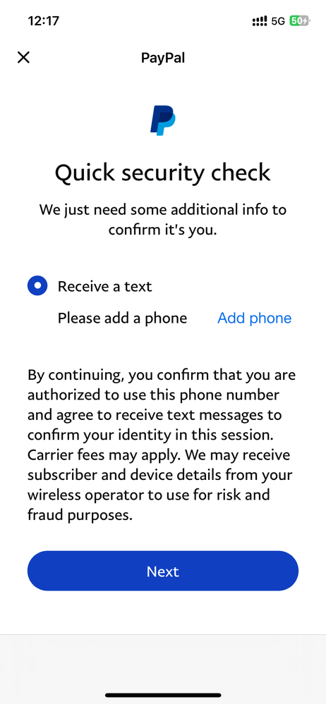 Paypal verification code not getting to phone - O2 Community