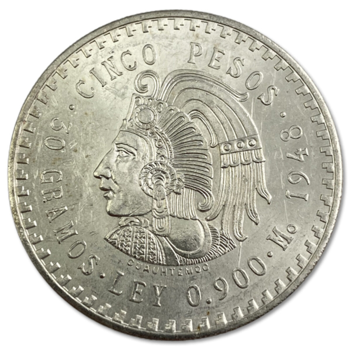 MEXICO UNC SILVER 30 GR COIN 5 PESOS - Coins & Treasures