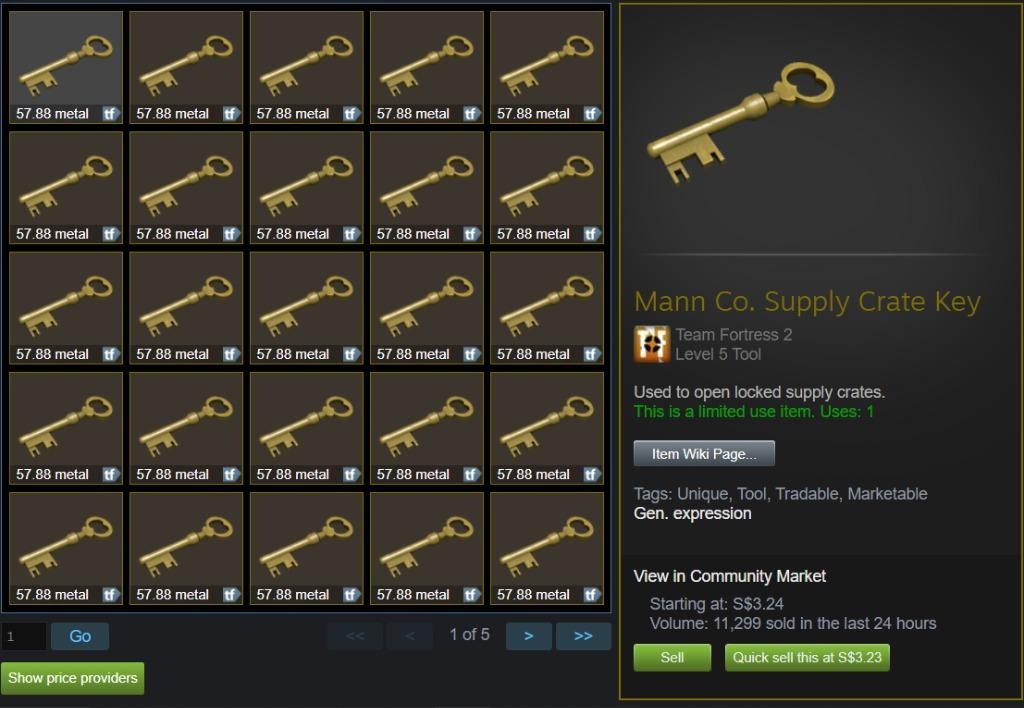 Team Fortress 2 Keys prices and trading