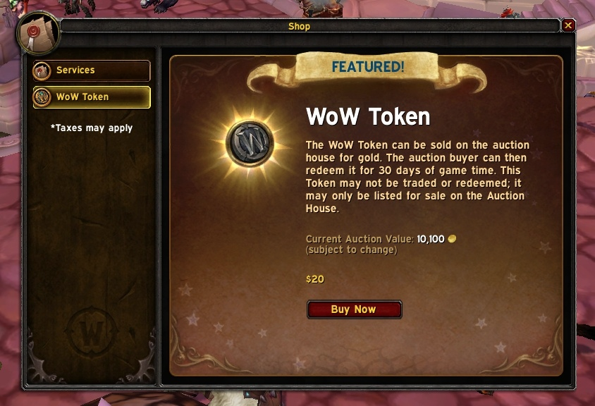 WoW AH - EU WoW token price and historical data
